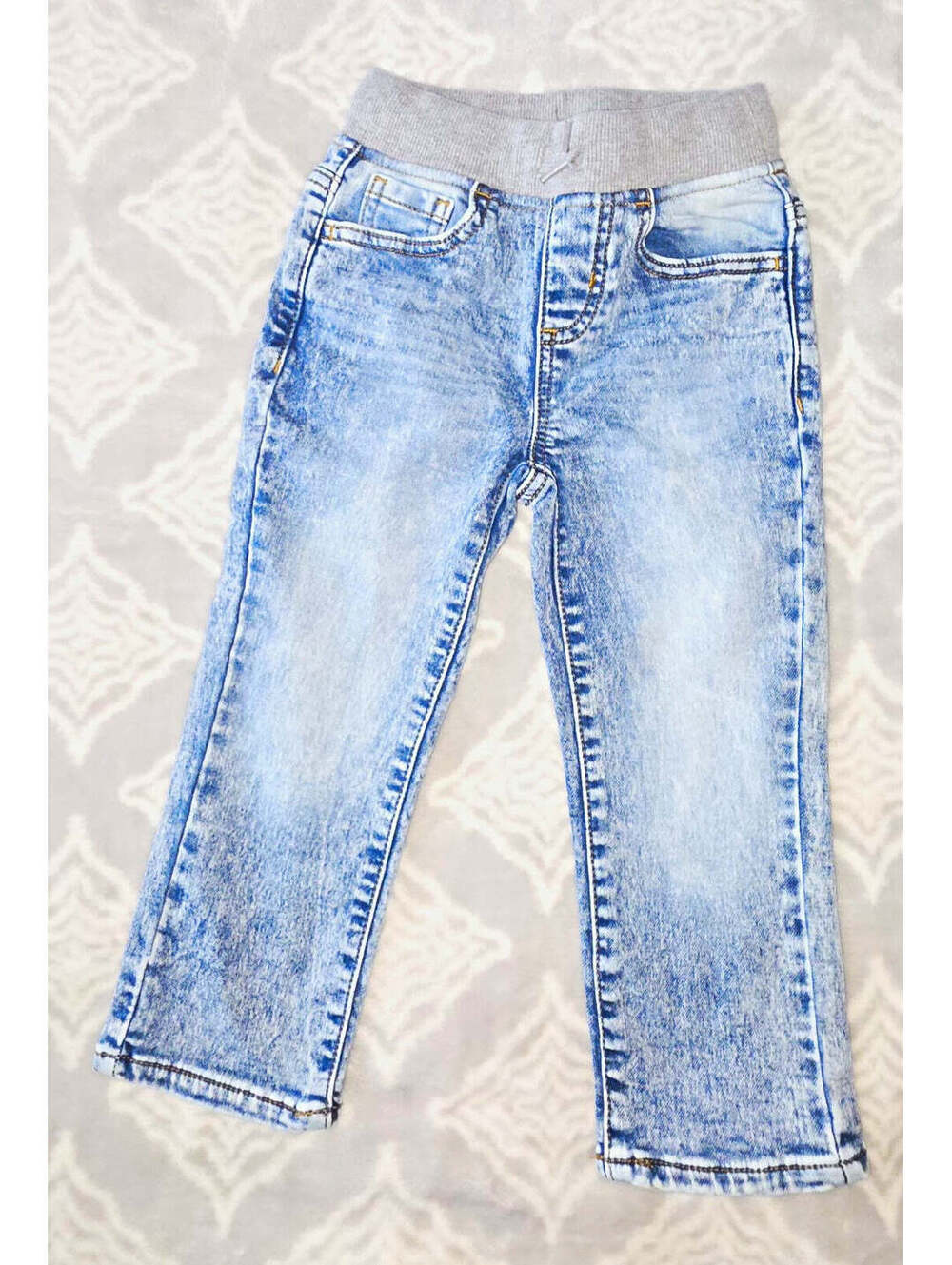 Wonder Nation 3T Blue Solid Denim Jeans Pull-On Elastic Waist